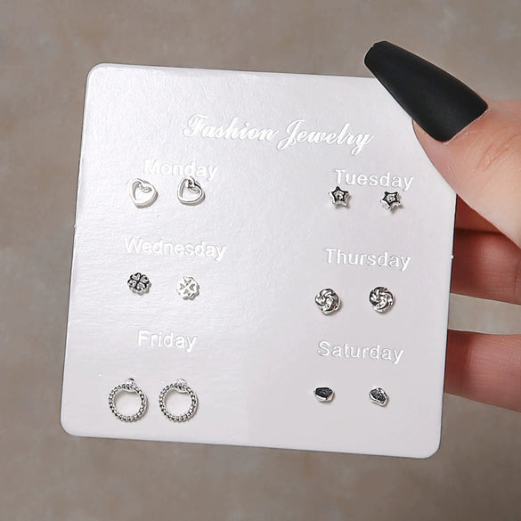 Elegant Fairy Women's Ear Studs And Combination Earrings Alloy Stainless Steel Heart Pattern Electroplating