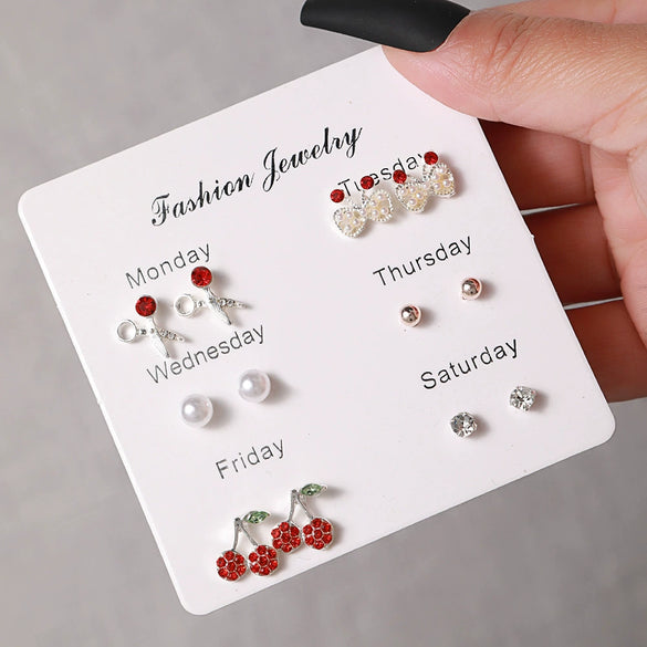 Elegant Fairy Women's Ear Studs And Combination Earrings Alloy Stainless Steel Heart Pattern Electroplating
