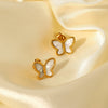 Elegant Fashion Butterfly Shape Stainless Steel Earrings For Women With Electroplating In Geometric Style And Animal Pattern