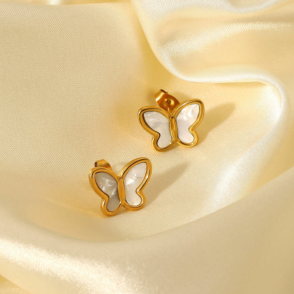 Elegant Fashion Butterfly Shape Stainless Steel Earrings For Women With Electroplating In Geometric Style And Animal Pattern