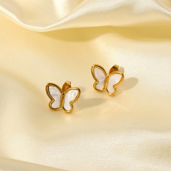 Elegant Fashion Butterfly Shape Stainless Steel Earrings For Women With Electroplating In Geometric Style And Animal Pattern