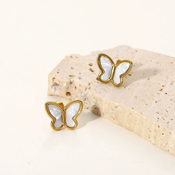 Elegant Fashion Butterfly Shape Stainless Steel Earrings For Women With Electroplating In Geometric Style And Animal Pattern