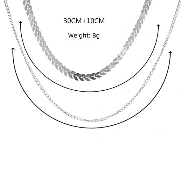 Elegant Fashion Fishbone Chain New Sequin Short Clavicle Necklace Chain Necklace