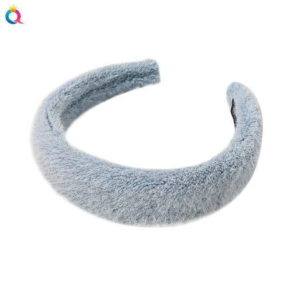 Elegant Faux Mink Plush Headband For Women Handmade Geometric Warm Hair Accessory For Autumn And Winter
