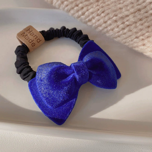 Elegant Flannel Heart Bow Hair Band Handmade Simple Versatile Lotus Root Rope Style Hair Accessory For Women