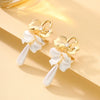 Elegant Floral Pearl Drop Earrings With Real Gold Plating Minimalist Mixedmaterial Jewelry For Women