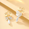 Elegant Floral Pearl Drop Earrings With Real Gold Plating Minimalist Mixedmaterial Jewelry For Women