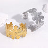 Elegant Floral Stainless Steel Bracelet For Women Gold Electroplated Waterproof Non Fading Luxury Style