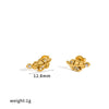Elegant Floral Stainless Steel Stud Earrings For Women With Vacuum Gold Plated Finish And Diamond Inlay
