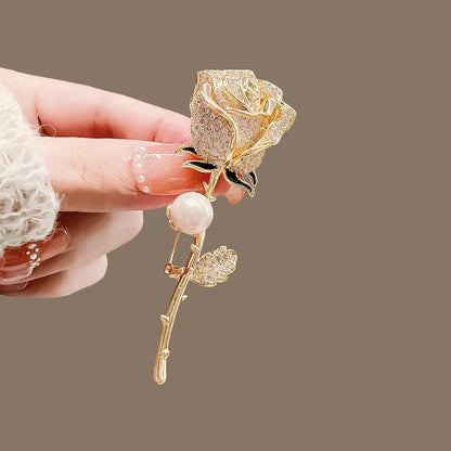 Elegant Flower Alloy Inlay Artificial Pearls Rhinestones Women'S Brooches