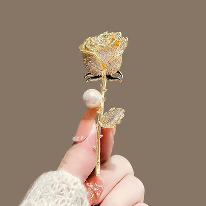 Elegant Flower Alloy Inlay Artificial Pearls Rhinestones Women'S Brooches