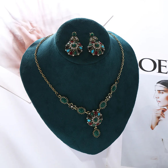 Elegant Flower Alloy Inlay Rhinestones Women'S Earrings Necklace