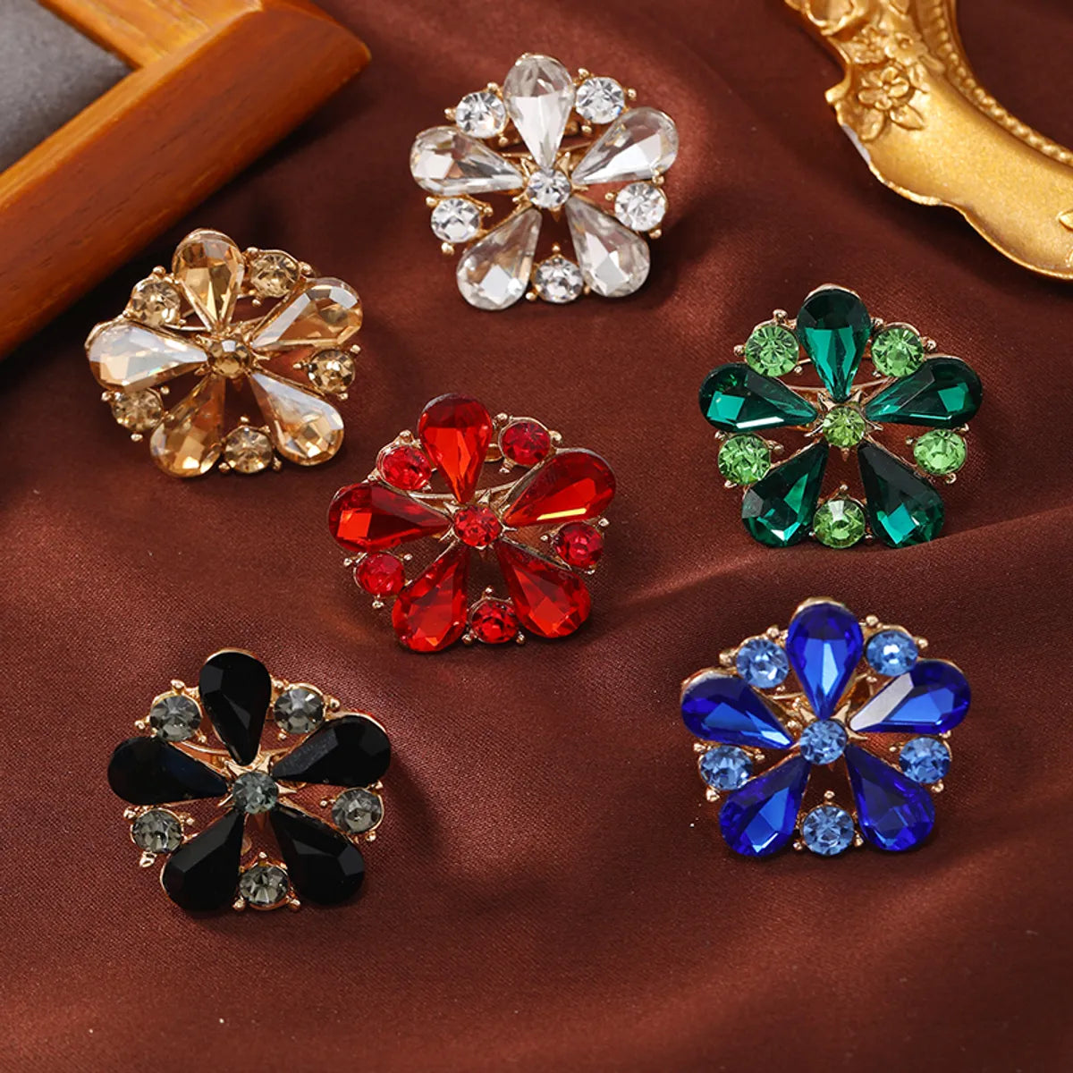 Elegant Flower Alloy Inlay Rhinestones Women's Open Rings