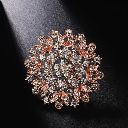 Elegant Flower Alloy Inlay Zircon Women'S Brooches