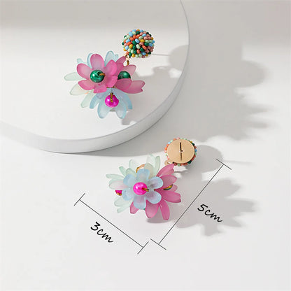 Elegant Flower Arylic Alloy Women'S Earrings 1 Pair