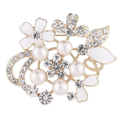 Elegant Flower Butterfly Bird Alloy Inlay Artificial Pearls Rhinestones Women'S Brooches