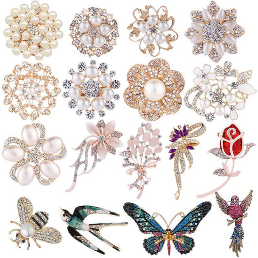 Elegant Flower Butterfly Bird Alloy Inlay Artificial Pearls Rhinestones Women'S Brooches