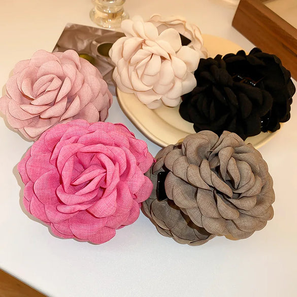 Elegant Flower Cloth Hair Claws