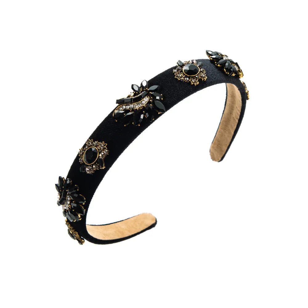 Elegant Flower Cloth Inlay Rhinestones Hair Band