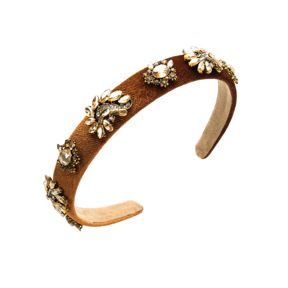 Elegant Flower Cloth Inlay Rhinestones Hair Band