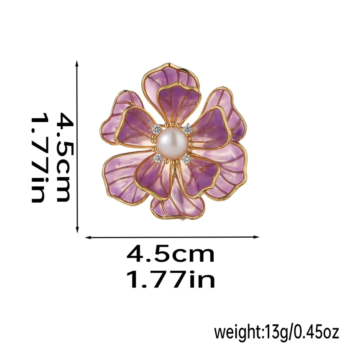 Elegant Flower Copper Plating Inlay Pearl Zircon Women'S Brooches 1 Piece