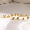 Elegant Flower Earrings For Women With Full Diamond Inlay Titanium Steel And Stainless Steel Needle In Pvd Vacuum Gold Plated Finish
