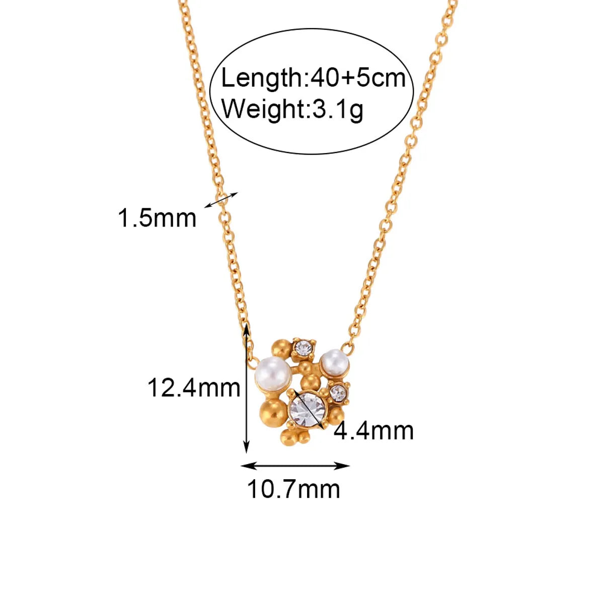 Wholesale Jewelry Elegant Flower 304 Stainless Steel Pearl Zircon 18K Gold Plated Plating Inlay Earrings Necklace