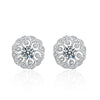 Elegant Flower Sterling Silver Gra Inlay Moissanite Ear Studs