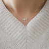 Elegant Flower Sterling Silver Inlay Rhinestones Gold Plated Necklace