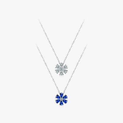 Elegant Flower Sterling Silver Plating Inlay Zircon Rhodium Plated Pendant Necklace