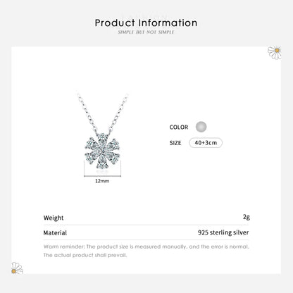 Elegant Flower Sterling Silver Plating Inlay Zircon Rhodium Plated Pendant Necklace