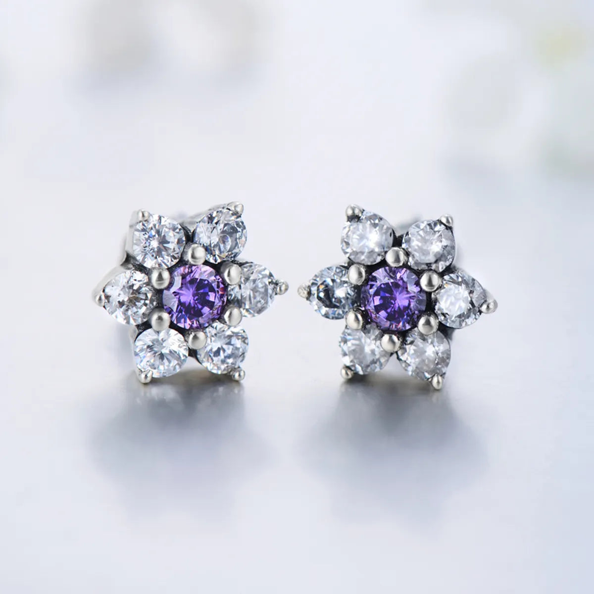 Elegant Flower Sterling Silver Plating Inlay Zircon Thai Silver Rings Earrings Necklace