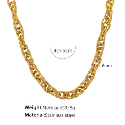 Elegant Formal Simple Style Round Titanium Steel Plating 18k Gold Plated Bracelets Necklace