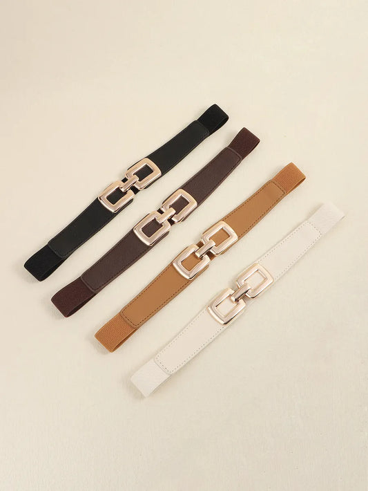 Elegant Formal Simple Style Solid Color Pu Leather Alloy Women'S Leather Belts