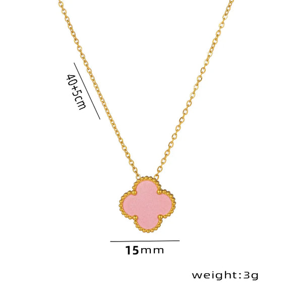 Wholesale Jewelry Elegant Four Leaf Clover Titanium Steel Gold Plated Necklace