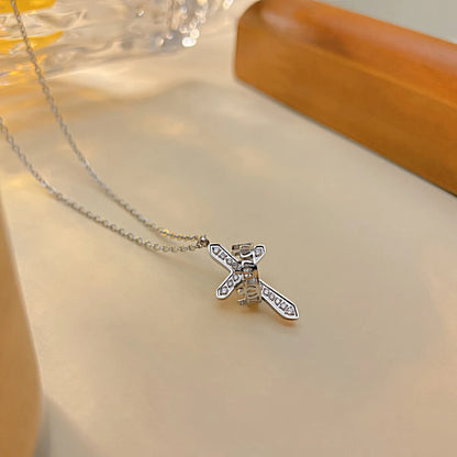 304 Stainless Steel Elegant French Style Cross Crown Pendant Necklace