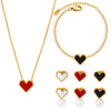Wholesale Elegant French Style Heart Shape Titanium Steel Plating Inlay 18k Gold Plated Acrylic Shell Bracelets Earrings Necklace
