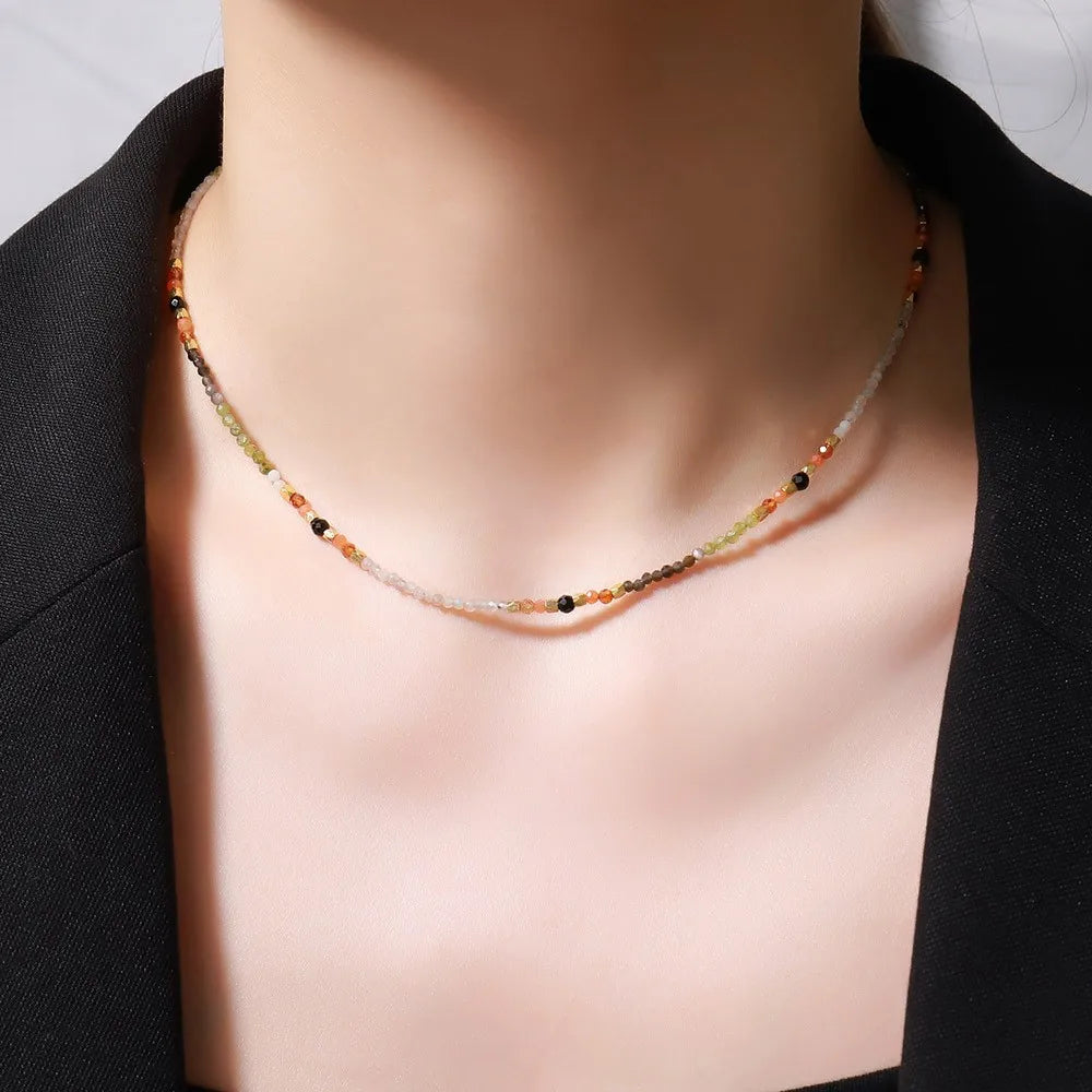 Elegant French Style Irregular Natural Stone Copper 18K Gold Plated Necklace In Bulk