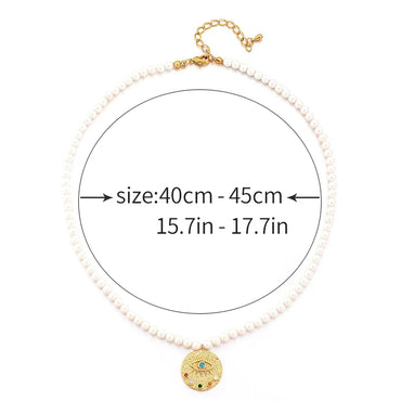 Elegant French Style Modern Style Round Devil'S Eye 18K Gold Plated Imitation Pearl Glass Copper Wholesale Pendant Necklace