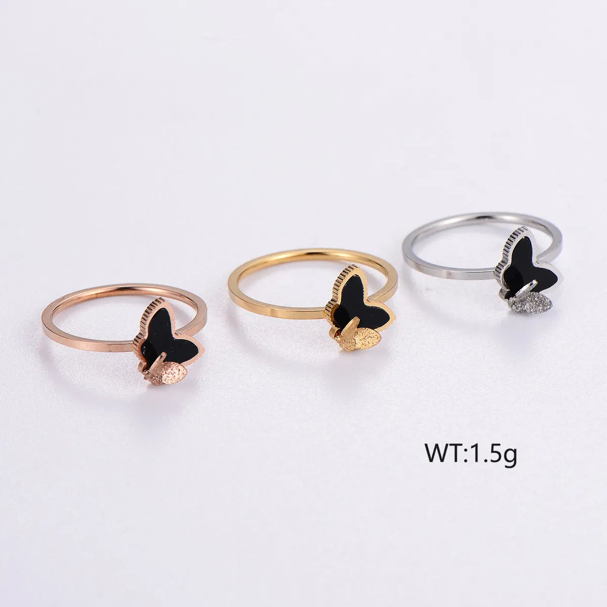 Elegant Funny Butterfly Stainless Steel Plating 18k Gold Plated Rose Gold Plated Rings