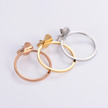 Elegant Funny Butterfly Stainless Steel Plating 18k Gold Plated Rose Gold Plated Rings