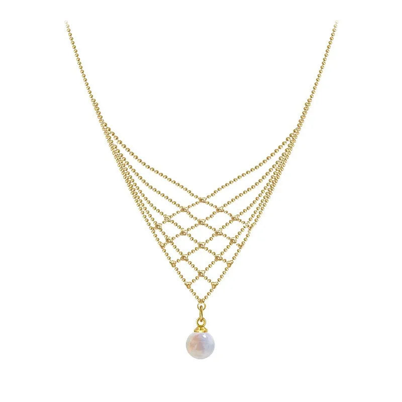 Elegant Geometric Alloy Plating Inlay Artificial Pearls Women'S Necklace