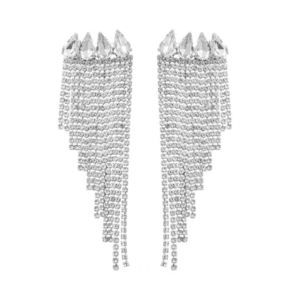 Elegant Geometric Alloy Tassel Rhinestones Women's Drop Earrings 1 Pair