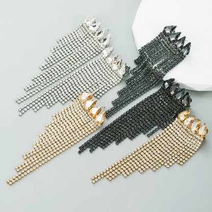 Elegant Geometric Alloy Tassel Rhinestones Women's Drop Earrings 1 Pair