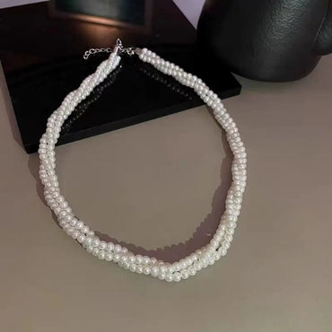 Elegant Geometric Artificial Pearl Ferroalloy Beaded Women's Necklace