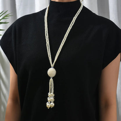 Elegant Geometric Artificial Pearl Tassel Women'S Sweater Chain 1 Piece