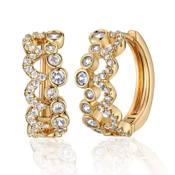 Elegant Geometric Bowknot Earrings For Women Copper Electroplated With Zirconia High End Everyday Fashion Jewelry