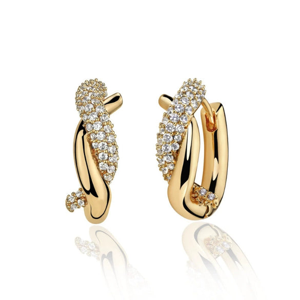 Elegant Geometric Bowknot Earrings For Women Copper Electroplated With Zirconia High End Everyday Fashion Jewelry