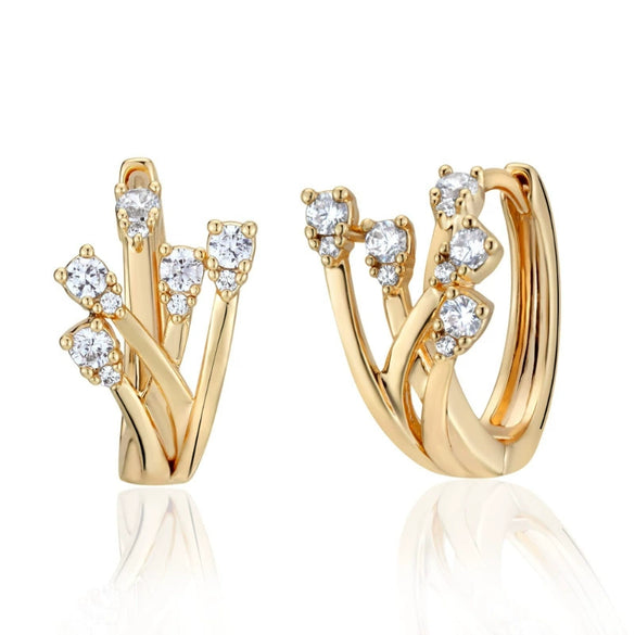 Elegant Geometric Bowknot Earrings For Women Copper Electroplated With Zirconia High End Everyday Fashion Jewelry