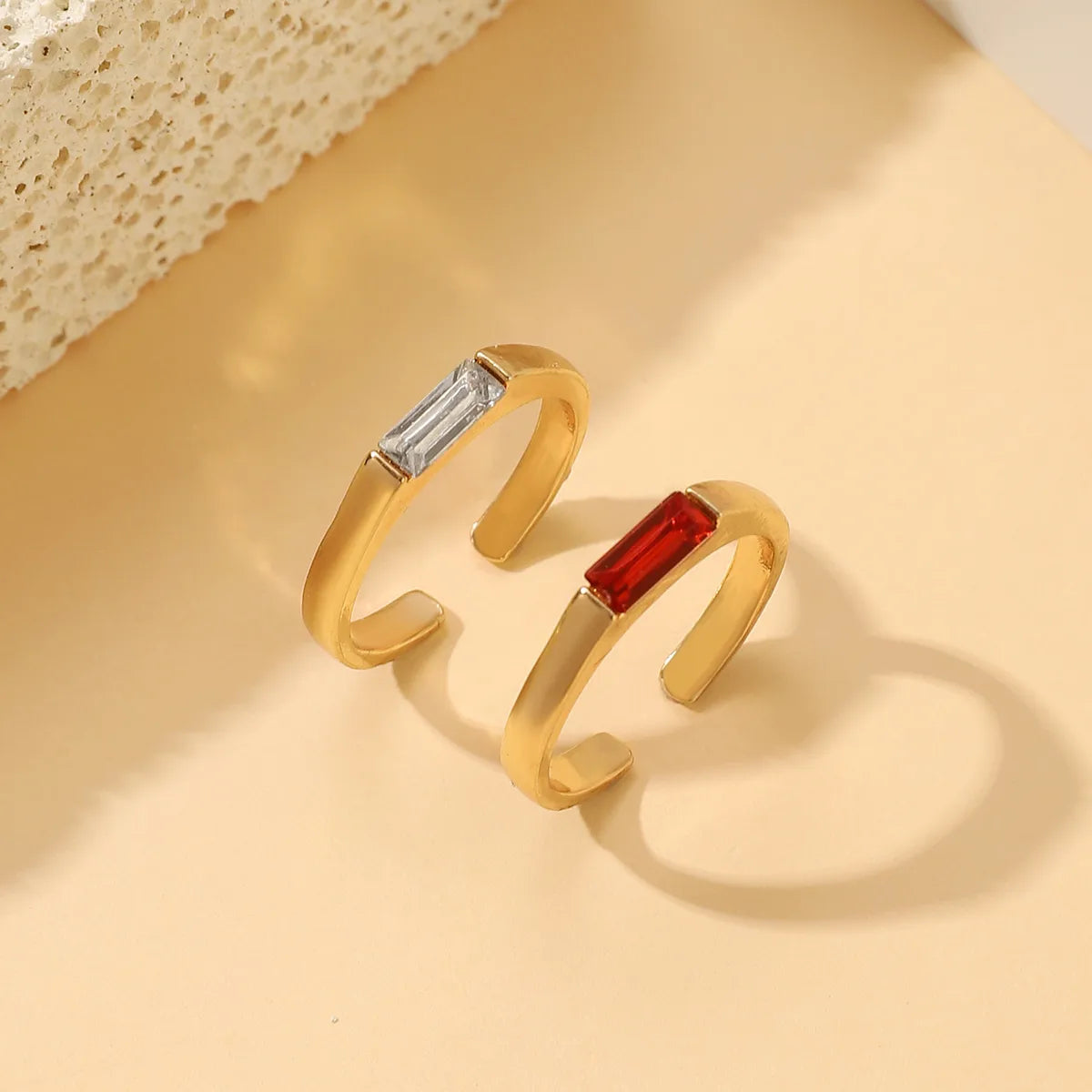 Elegant Geometric Color Block Alloy Women'S Open Rings